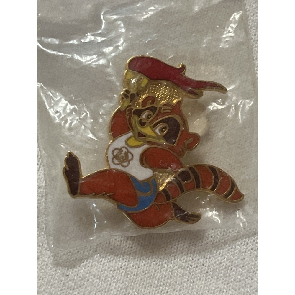Vintage Raccoon Cartoon Enamel Pin Yoleen Figural Brooch